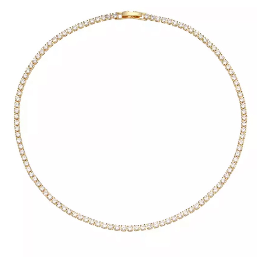 NEW 14K GOLD DIAMOND CHOKER TENNIS CHAIN NECKLACE, NICE NECKLACE, CUTE NECKLACE - Picture 6 of 7